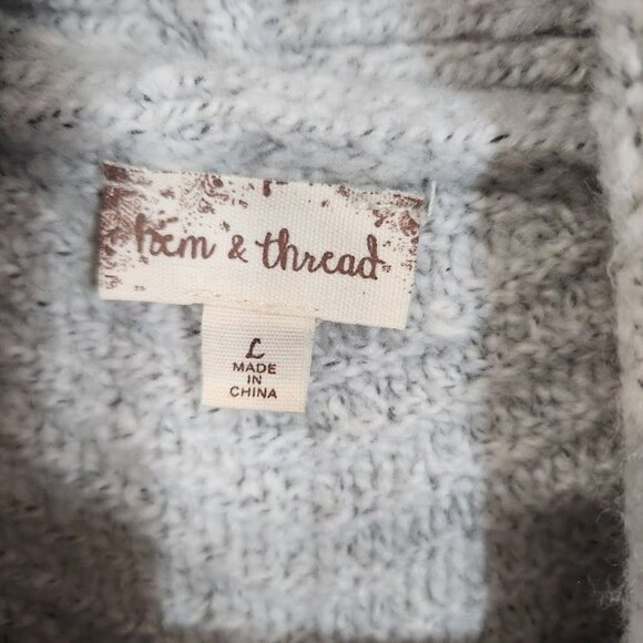 Hem & Thread Cable Knit Longline Cardigan in Gray - Size Large - Picture 5 of 8